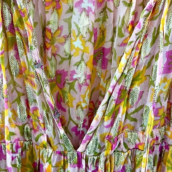 Miss June Paris Sally maxi dress, one size pink orange gold - Picture 5 of 11